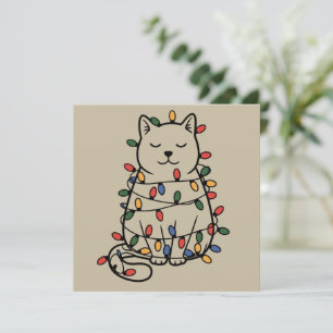 Cartes Pour Fêtes Annuelles Amoureux de Chats Mignons Lumières de Noël Chat Ma