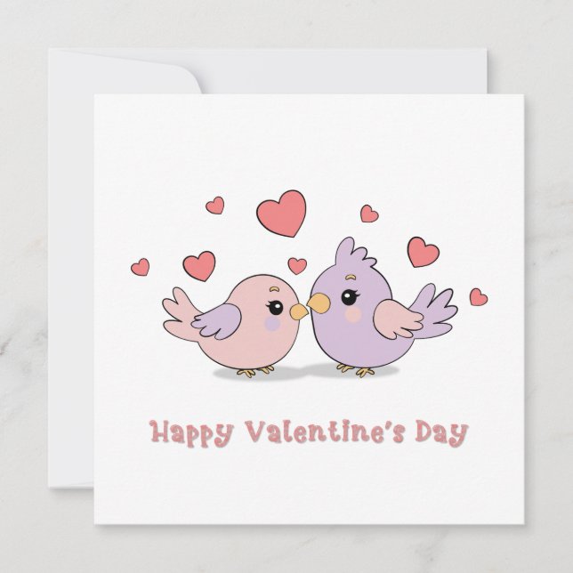 Cartes Pour Fêtes Annuelles Amoureux de dessins animés mignons cœurs roses Sai (Devant)
