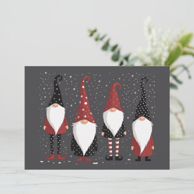 Cartes Pour Fêtes Annuelles Amoureux de Gnomies Drôle de Gnome Noël  (Debout devant)