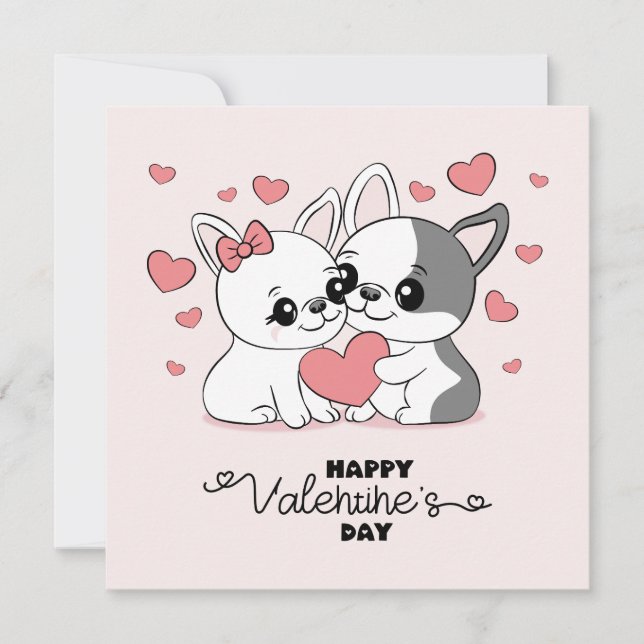 Cartes Pour Fêtes Annuelles Amoureux de jolis dessins animés de bouledogues po (Devant)