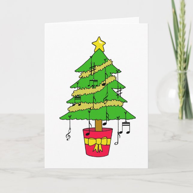 Cartes Pour Fêtes Annuelles Amoureux de la musique Joyeux arbre de Noël (Devant)