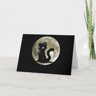 Cartes Pour Fêtes Annuelles Amoureux de les chats Black Cat Moon Idée cadeau
