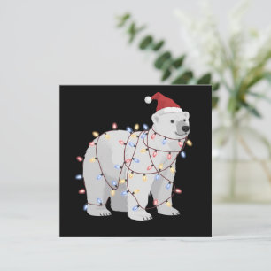 Cartes Pour Fêtes Annuelles Amoureux de lumières d'animaux de Noël ours polair