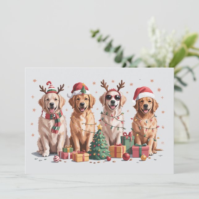 Cartes Pour Fêtes Annuelles Amoureux de Noël Golden Retriever Maman Chien Xmas (Debout devant)