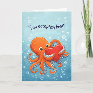Cartes Pour Fêtes Annuelles Amoureux de pieuvre Mignon Saint-Valentin