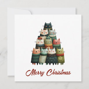 Cartes Pour Fêtes Annuelles Amoureux des animaux Mignons Drôles Chats Sapin de