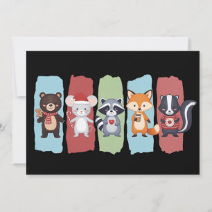 Cartes Pour Fêtes Annuelles Amoureux des Animaux Noël Raton Laveur Opossum Hiv