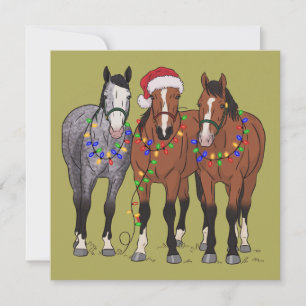 Cartes Pour Fêtes Annuelles Amoureux des chevaux Noël Ferme Animaux Amoureux d