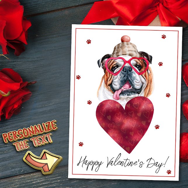 Cartes Pour Fêtes Annuelles Amoureux des chiens anglais Bulldog Valentine Cade (Créateur téléchargé)