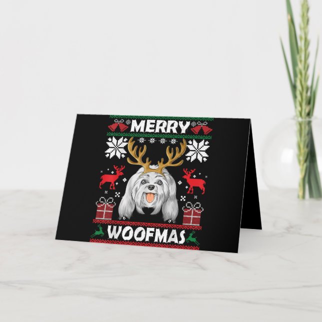 Cartes Pour Fêtes Annuelles Amoureux des Chiens | Joyeux Woofmas Adorable Chio (Devant)