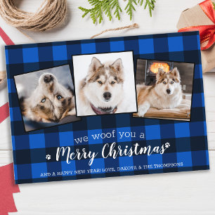 Cartes Pour Fêtes Annuelles Amoureux des chiens Personnalisé 3 Animal Photo Bl