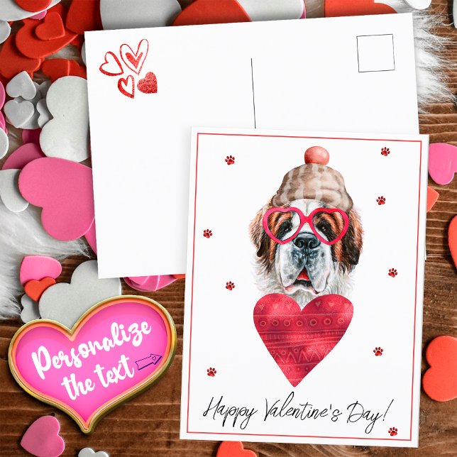 Cartes Pour Fêtes Annuelles Amoureux des chiens Valentine Don Saint Bernard (Créateur téléchargé)