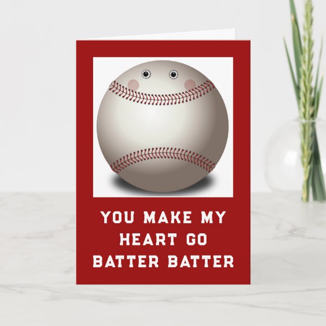 Cartes Pour Fêtes Annuelles Amoureux du baseball de Saint-Valentin (Devant)