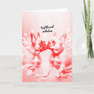 Cartes Pour Fêtes Annuelles Amoureux heureux de Bouledogues Français à la Sain