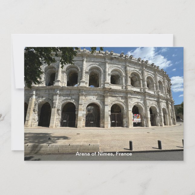 Cartes Pour Fêtes Annuelles Amphithéâtre romain, Nîmes, France sur un (Devant)