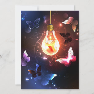 Cartes Pour Fêtes Annuelles Ampoule lumineuse avec papillons de nuit