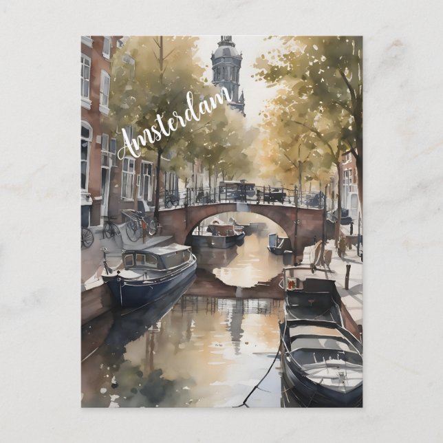 Cartes Pour Fêtes Annuelles Amsterdam aquarelle (Devant)