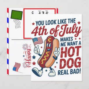 Cartes Pour Fêtes Annuelles Amusant amateur de hot dog du 4 juillet 2026