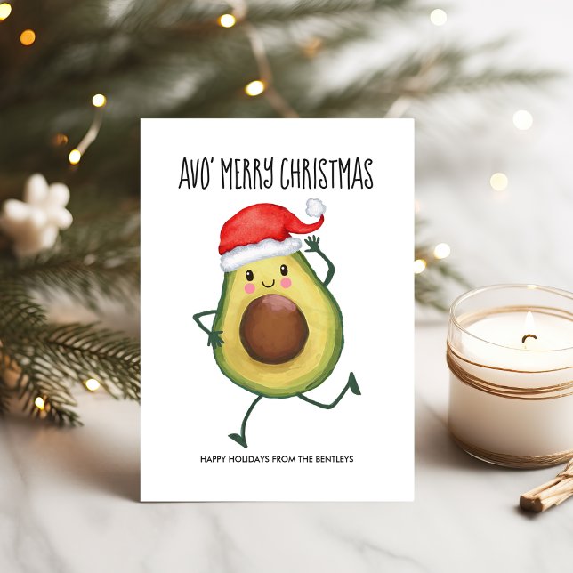 Cartes Pour Fêtes Annuelles Amusant Avocado Avo Joyeux Noël (Créateur téléchargé)