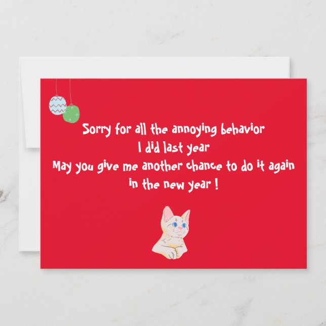 Cartes Pour Fêtes Annuelles Amusant chat mignon voeux nouvelle année (Devant)