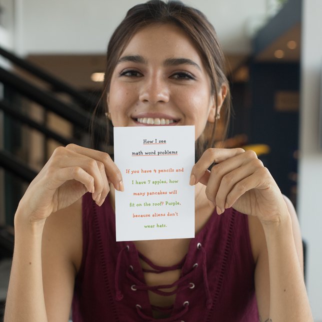 Cartes Pour Fêtes Annuelles Amusant Comment je vois Math Mot Problèmes Étudian (Funny How I See Math Word Problems Student Humor Holiday Card)