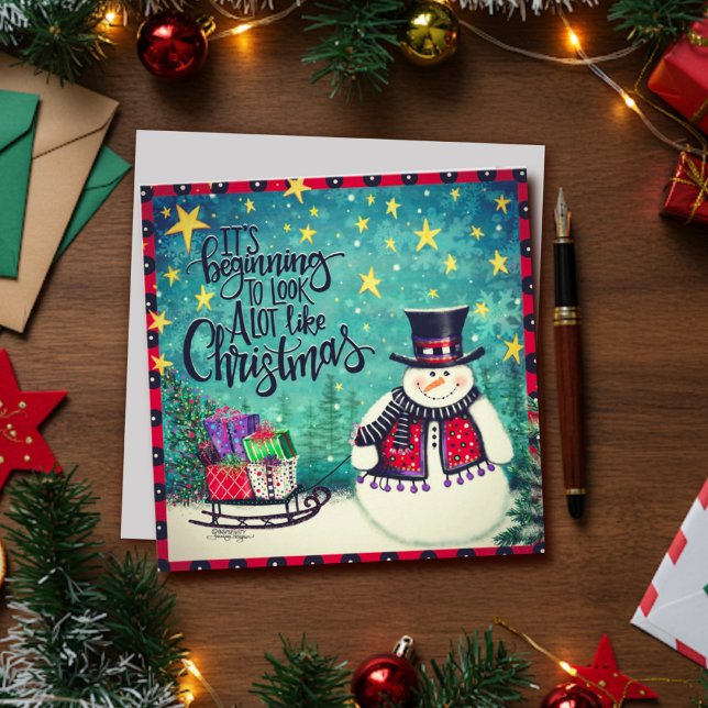 Cartes Pour Fêtes Annuelles Amusant début de Noël en bonhomme de neige (Créateur téléchargé)