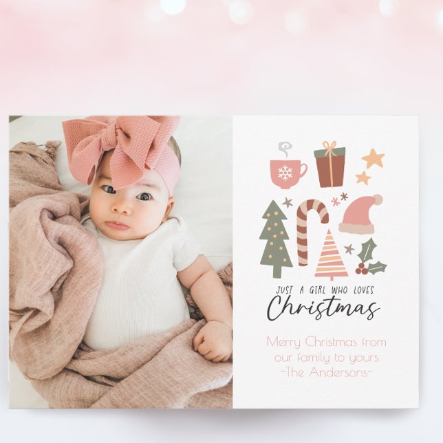Cartes Pour Fêtes Annuelles Amusant Enfants Photo Girl Qui aime Noël (Créateur téléchargé)