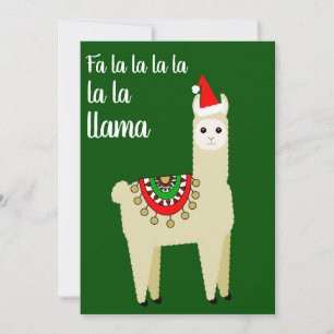 Cartes Pour Fêtes Annuelles Amusant Fa La Toute Llama Amusant Alpaca Santa Hat