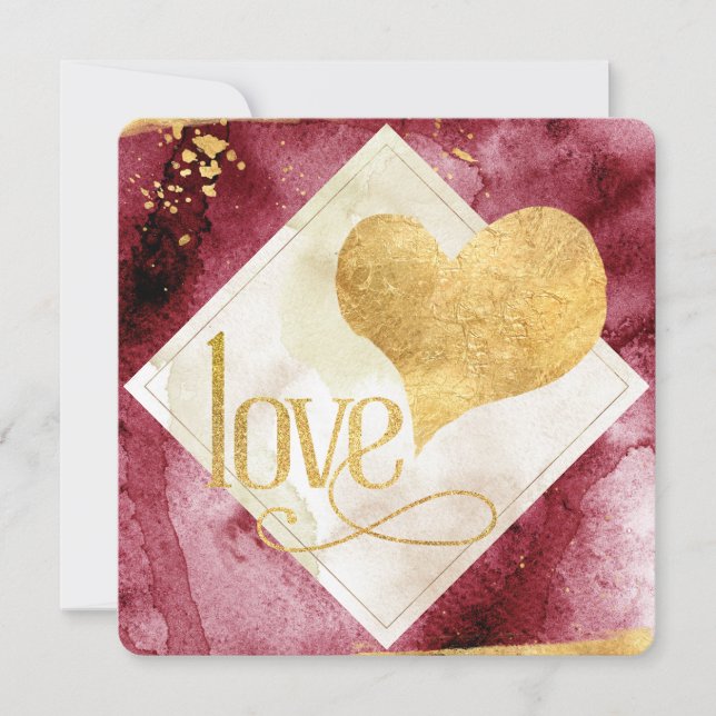 Cartes Pour Fêtes Annuelles Amusant, Funky Moderne Gold Heart Valentines (Devant)