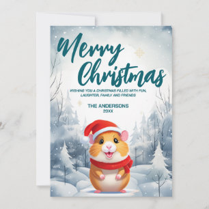 Cartes Pour Fêtes Annuelles Amusant Hamster Merry Xmas arbre neige Fête