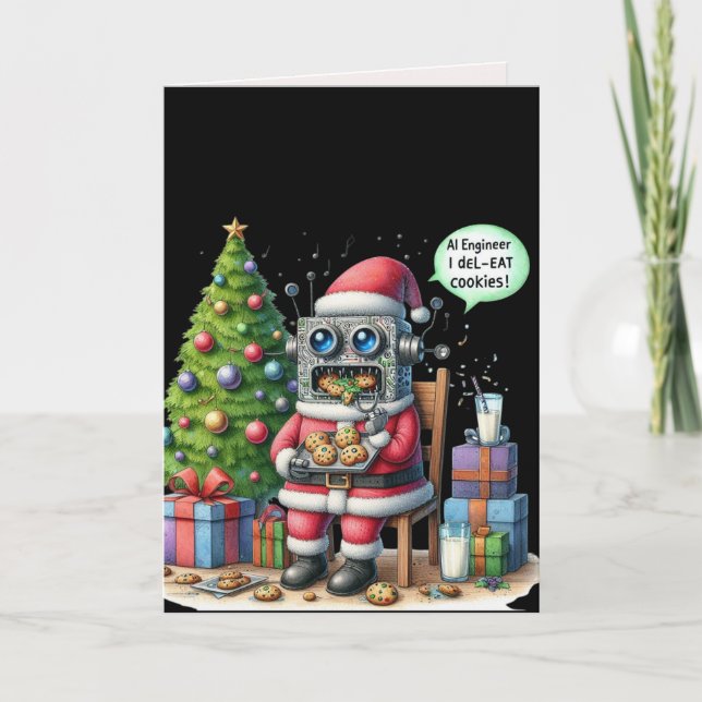 Cartes Pour Fêtes Annuelles Amusant Ingénieur Ai Noël Chatbot Cadeau Entrepris (Devant)