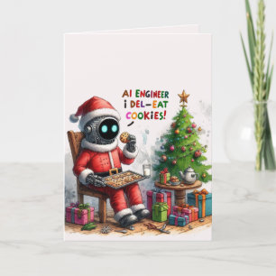 Cartes Pour Fêtes Annuelles Amusant Ingénieur Ai Noël Chatbot Cadeau Entrepris