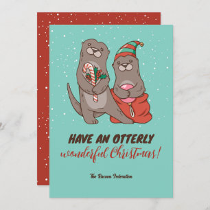 Cartes Pour Fêtes Annuelles Amusant jeu de Otter Pun hiver Joyeux Noël