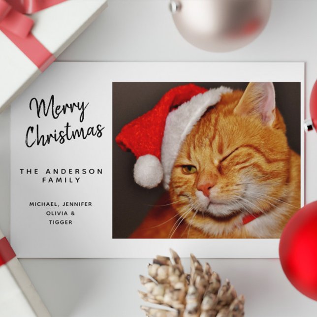 Cartes Pour Fêtes Annuelles Amusant Joyeux Noël Orange Chat avec chapeau de No (Créateur téléchargé)
