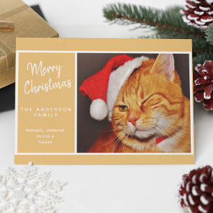 Cartes Pour Fêtes Annuelles Amusant Joyeux Noël Orange Chat avec chapeau de No