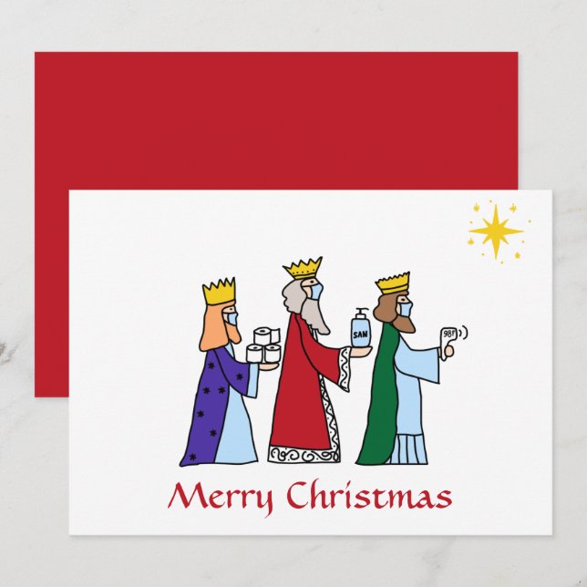 Cartes Pour Fêtes Annuelles Amusant Joyeux Noël Trois Rois Salutation (Devant / Derrière)