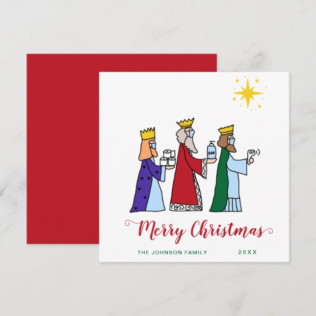Cartes Pour Fêtes Annuelles Amusant Joyeux Noël Trois Rois Salutation (Devant / Derrière)