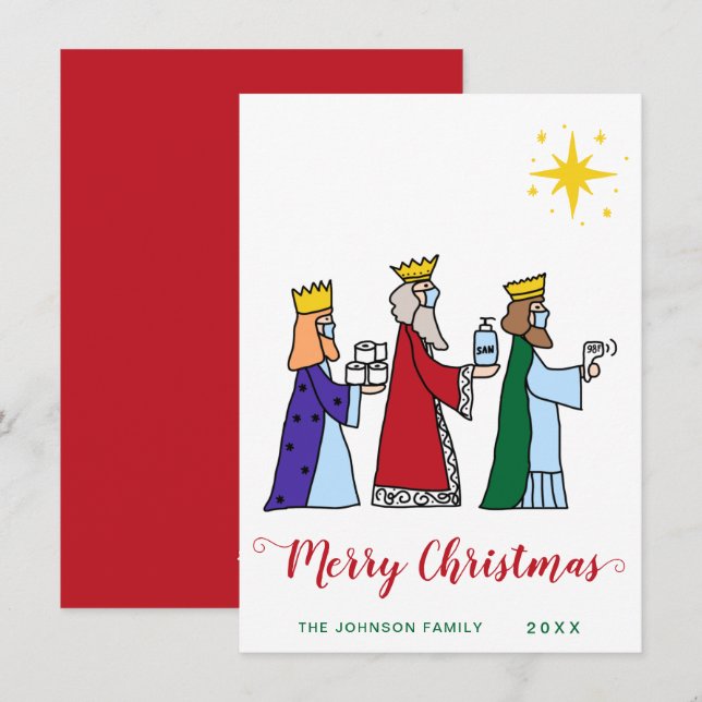 Cartes Pour Fêtes Annuelles Amusant Joyeux Noël Trois Rois Salutation (Devant / Derrière)