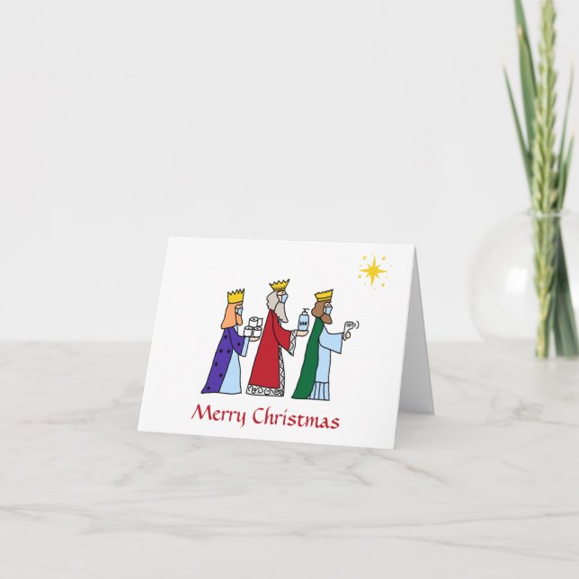 Cartes Pour Fêtes Annuelles Amusant Joyeux Noël Trois Rois Salutation Vacances (Devant)
