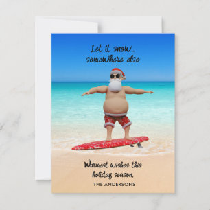 Cartes Pour Fêtes Annuelles Amusant Laisser Neige Floride Père Noël Surfing Ho