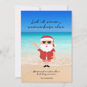 Cartes Pour Fêtes Annuelles Amusant laissez-le neiger Floride Père Noël Beach