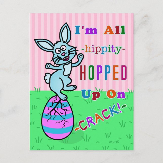 Cartes Pour Fêtes Annuelles Amusant lapin de Pâques Cracké Humour d'oeufs (Devant)