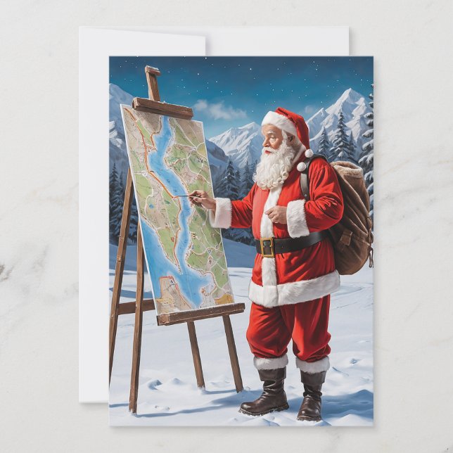 Cartes Pour Fêtes Annuelles Amusant mignon tendance Rouge Joyeux Noël Père Noë (Devant)