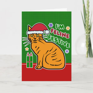 Cartes Pour Fêtes Annuelles Amusant Noël Chat Feline Festif Jeu de Fêtes