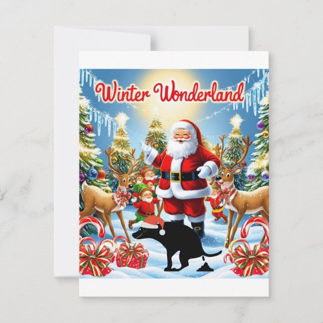 Cartes Pour Fêtes Annuelles Amusant Noël Pooping Chien Humour (Devant)
