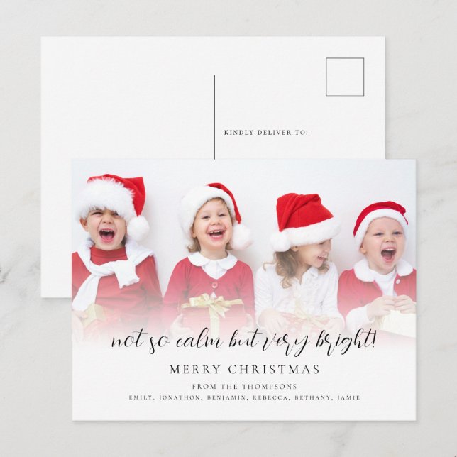 Cartes Pour Fêtes Annuelles Amusant Pas Si Calme Mais Très Lumineux Script Pho (Devant / Derrière)