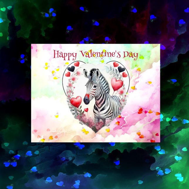 Cartes Pour Fêtes Annuelles Amusant Romantique noir rayures blanches Zebra Val (Funny Romantic Black White Stripes Zebra Valentine Holiday Postcard)