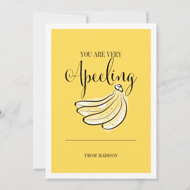 Cartes Pour Fêtes Annuelles Amusante Pun Fruit Apeeling Banana Valentine Card (Devant)