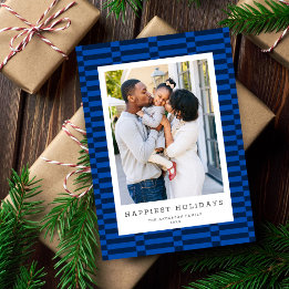 Cartes Pour Fêtes Annuelles Amusants À damiers Couleur personnalisable 1 Photo