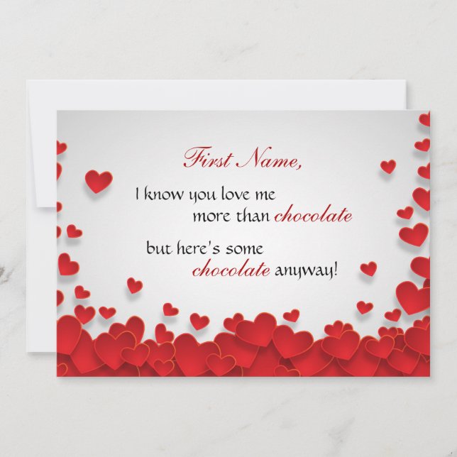Cartes Pour Fêtes Annuelles Amusants Amateurs de Chocolat pour la Saint-Valent (Devant)